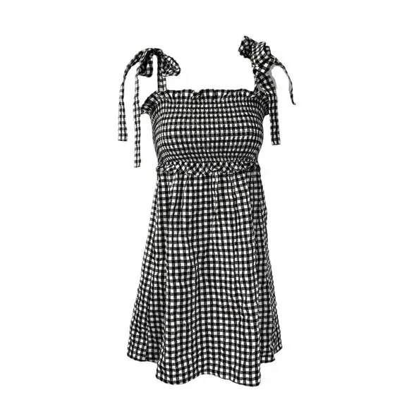 Reformation Dawson Mini Dress Check Smocked Gingham Jamcore - Picture 11 of 11
